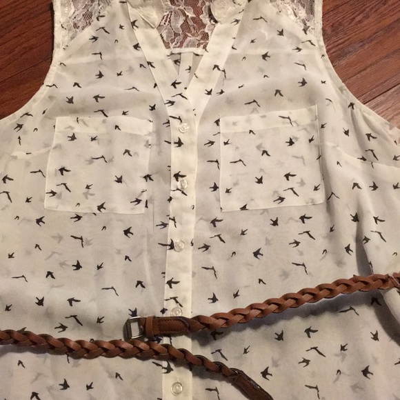 Wishful Park Sheer Top w/ birds - Picture 7 of 8